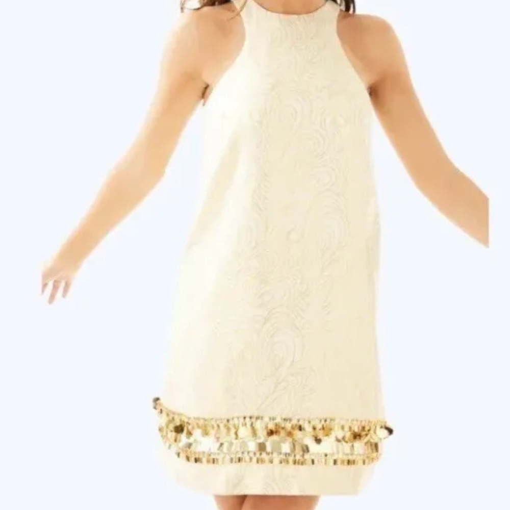 Lilly Pulitzer size small gold and cream cocktail dress
